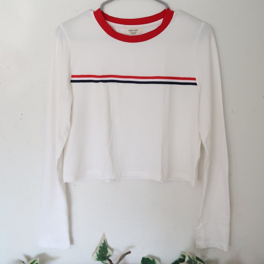 Brandy Lookalike Long Sleeve Crop Top w/ Stripes